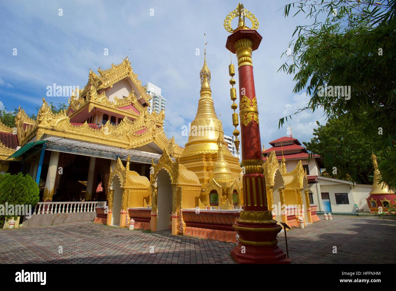 Stupa in Dhammikarama Burmese Temple, Penang, Malaysia Stock Photo