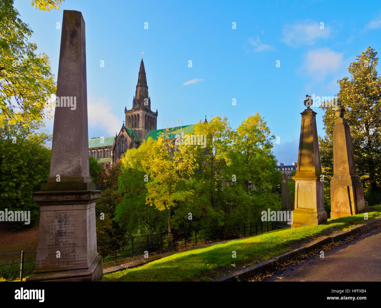 UK, Scotland, Lowlands, Glasgow, The Necropolis, View towards The
