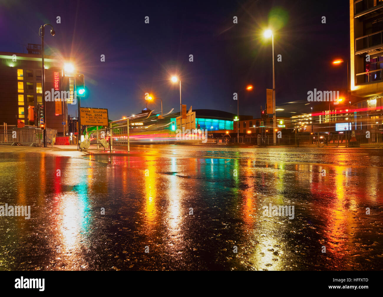 UK, Scotland, Lowlands, Glasgow, Lancefield Quay at rainy day Stock