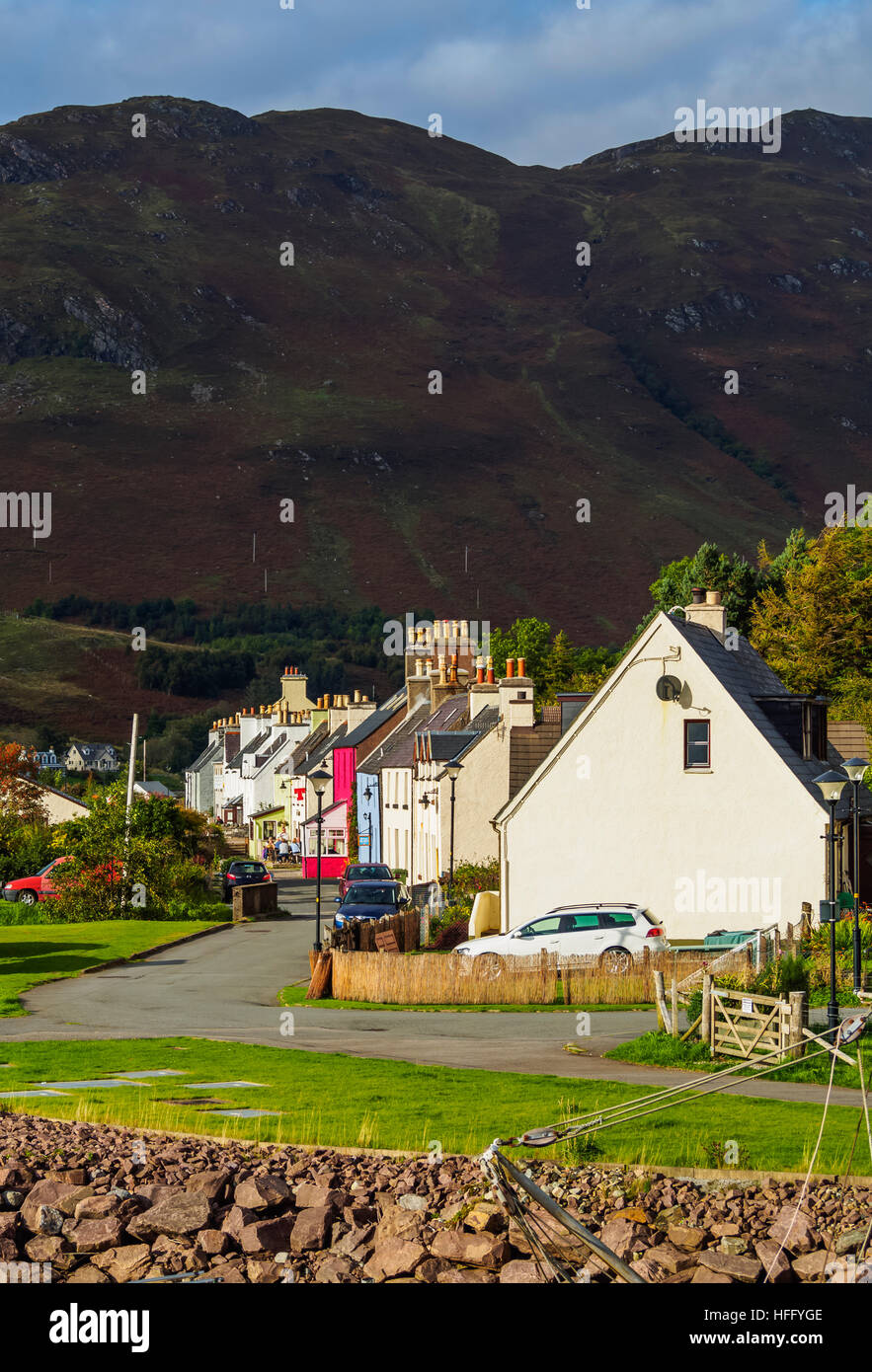 UK, Scotland, Highlands, View of the Dornie Village. Stock Photo