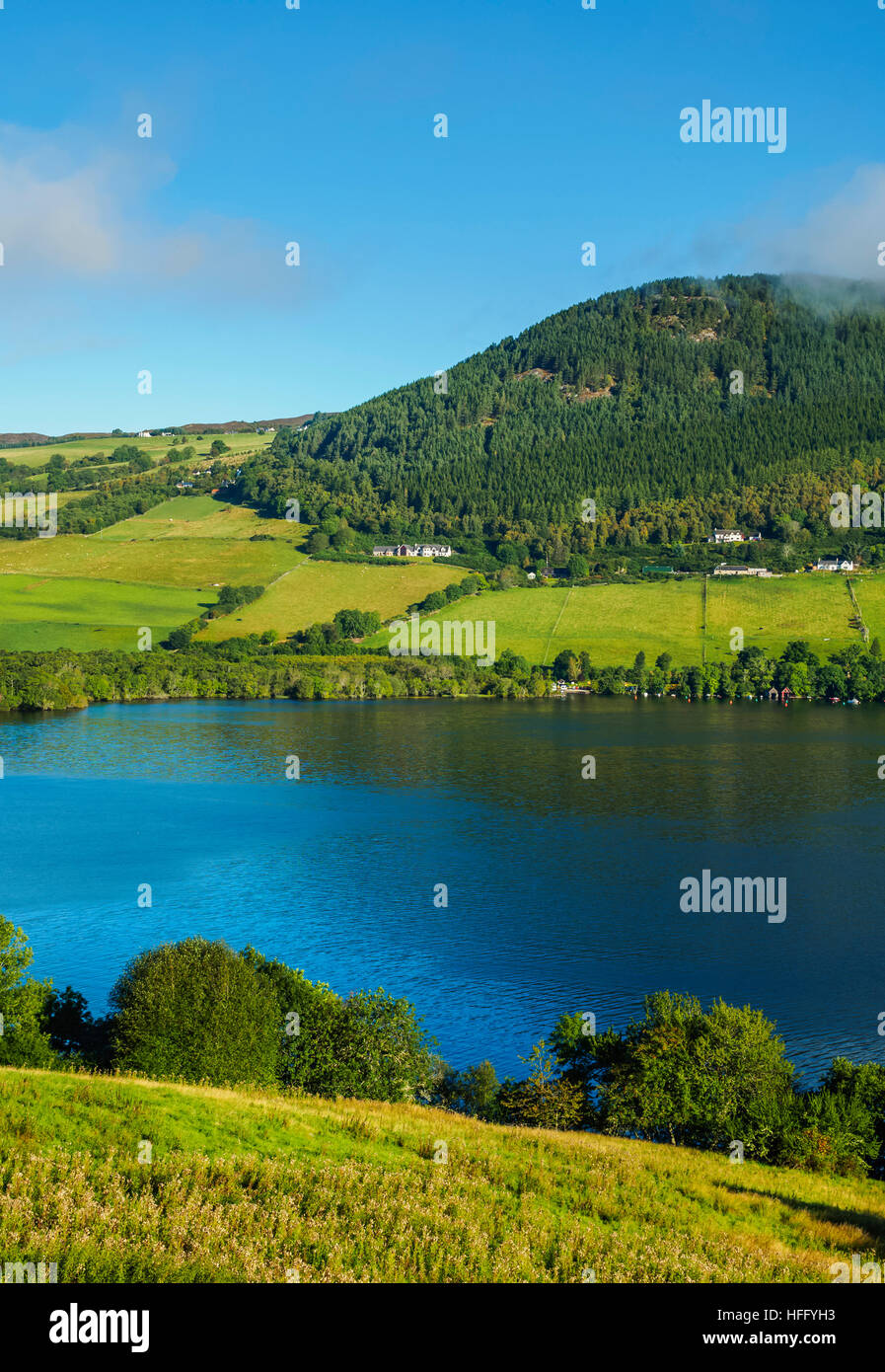 UK, Scotland, Highlands, Drumnadrochit, Landscape of the Loch Ness. Stock Photo