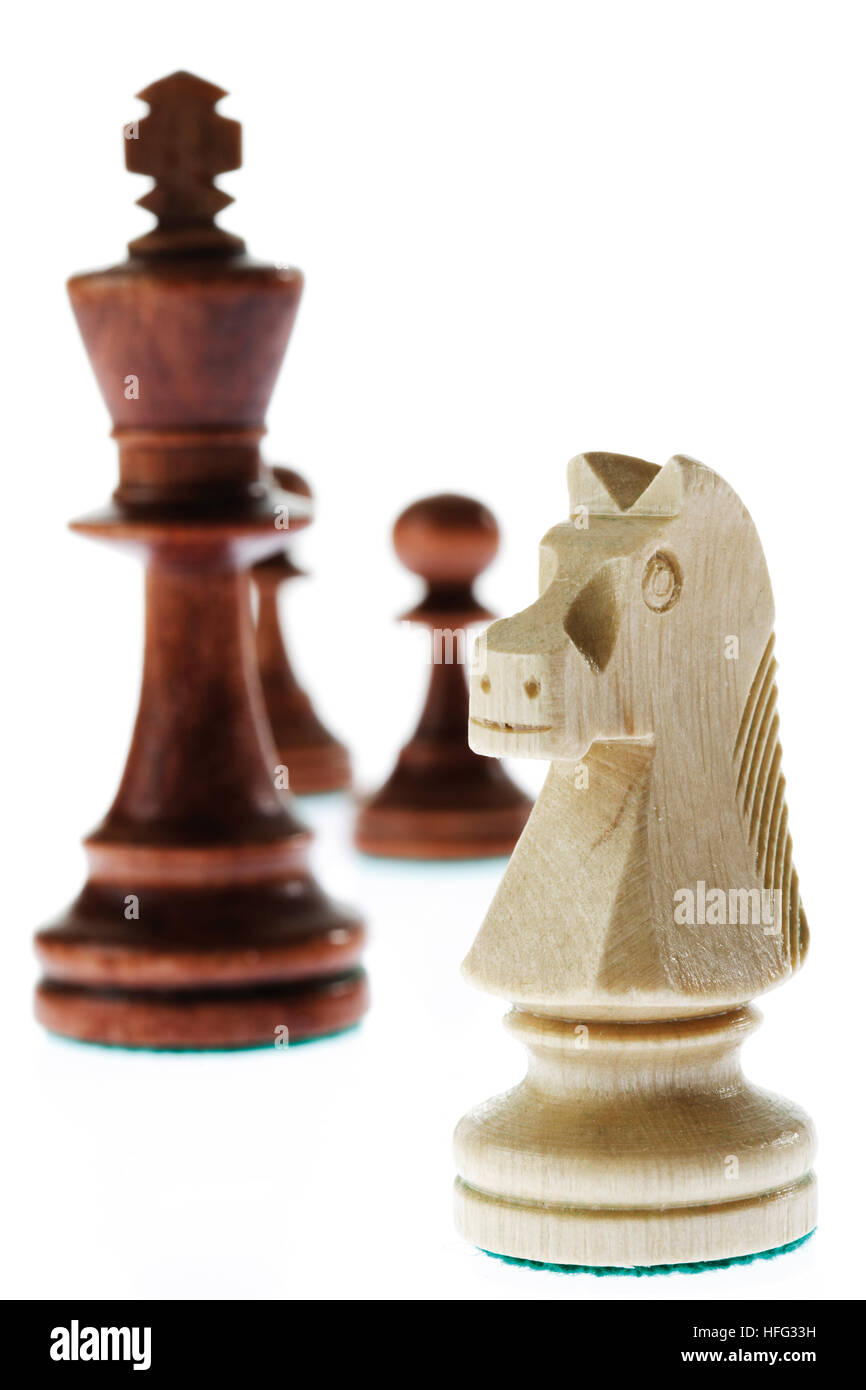 Chess pieces: king and knight Stock Photo