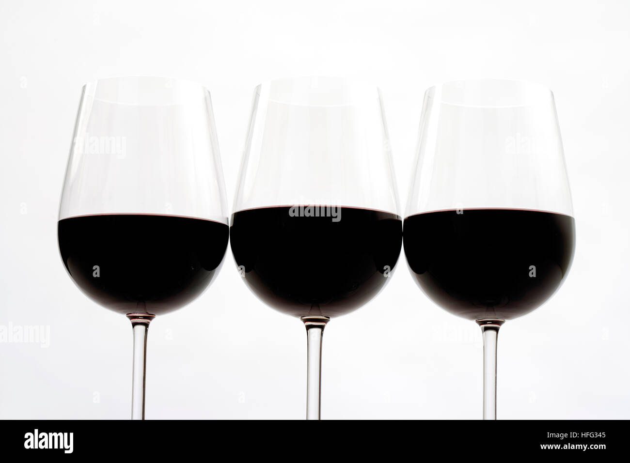 Three glasses of red wine Stock Photo Alamy
