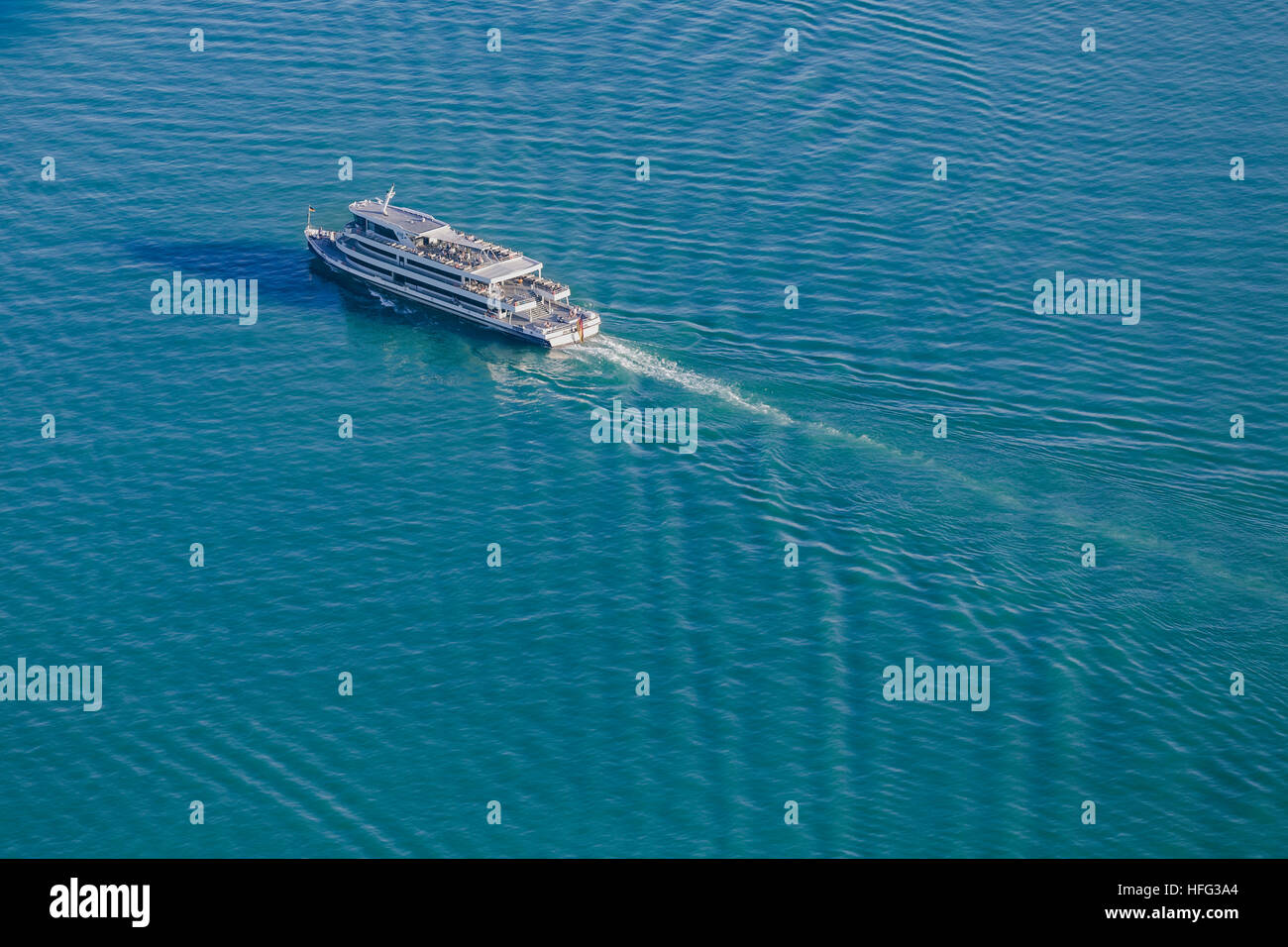 Aerial view, MS Graf Zeppelin, BSB ship, Lake Constance, Baden-Württemberg, Germany Stock Photo