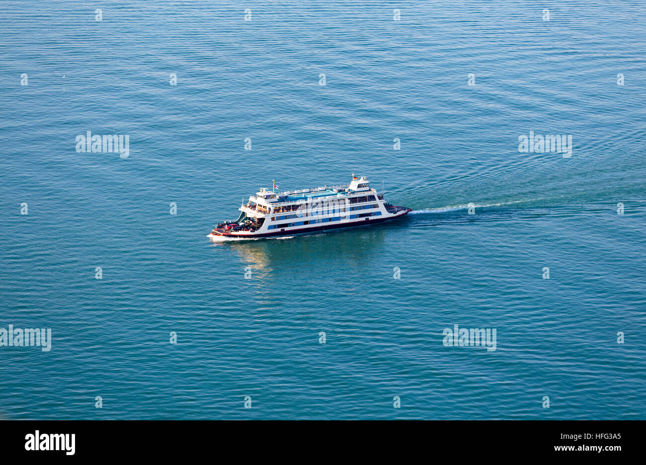 Aerial view, Meersburg ferry, Lake Constance, Baden-Württemberg, Germany Stock Photo