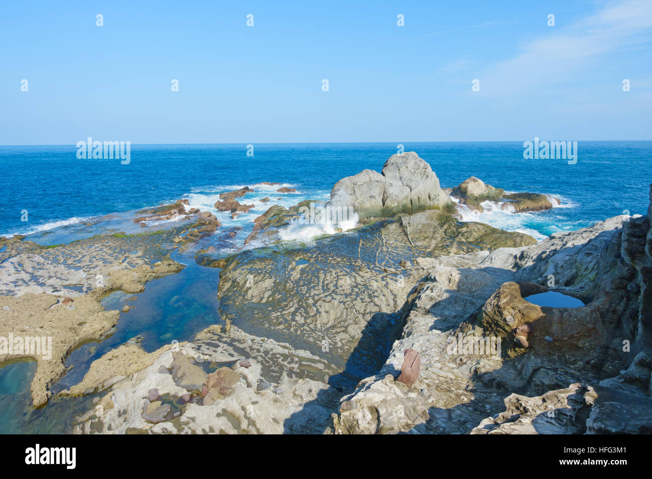 Taiwan's rocky east coast at 'Danti Ping Scenic Recreation', Hualien County Stock Photo