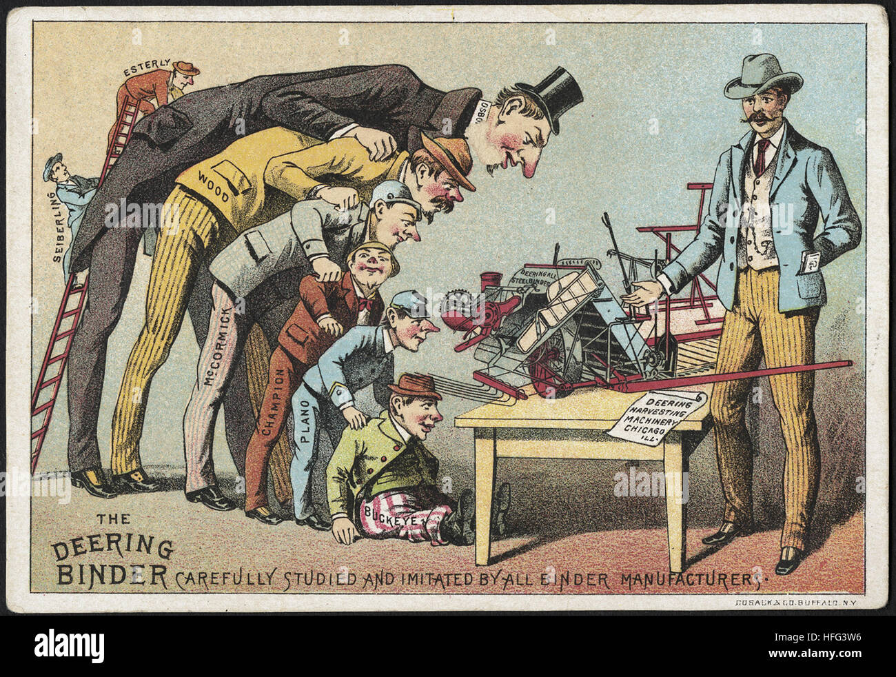 Agriculture Trade Cards - The Deering Binder - carefully studied and imitated by all binder manufacturers Stock Photo