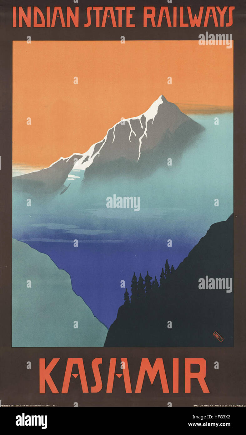 Vintage Travel Poster - Kashmir Stock Photo