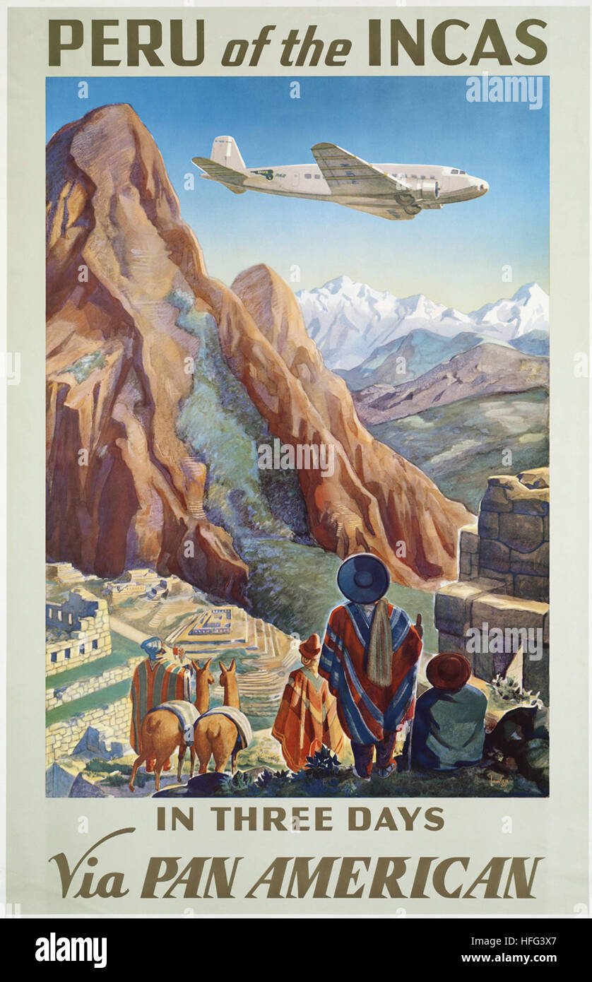 Vintage Travel Poster - Peru of the Incas Stock Photo