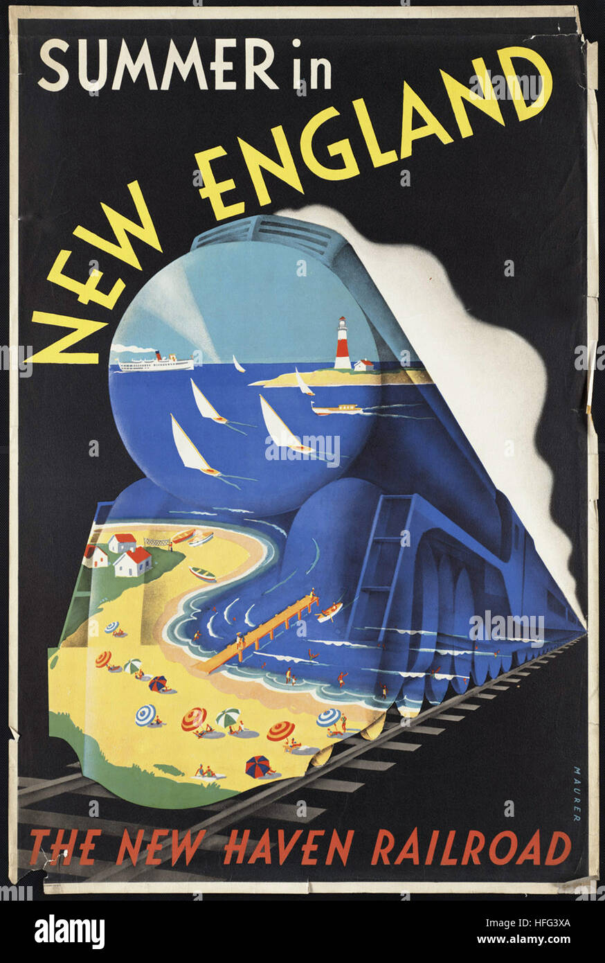 Vintage Travel Poster - Summer in New England Stock Photo