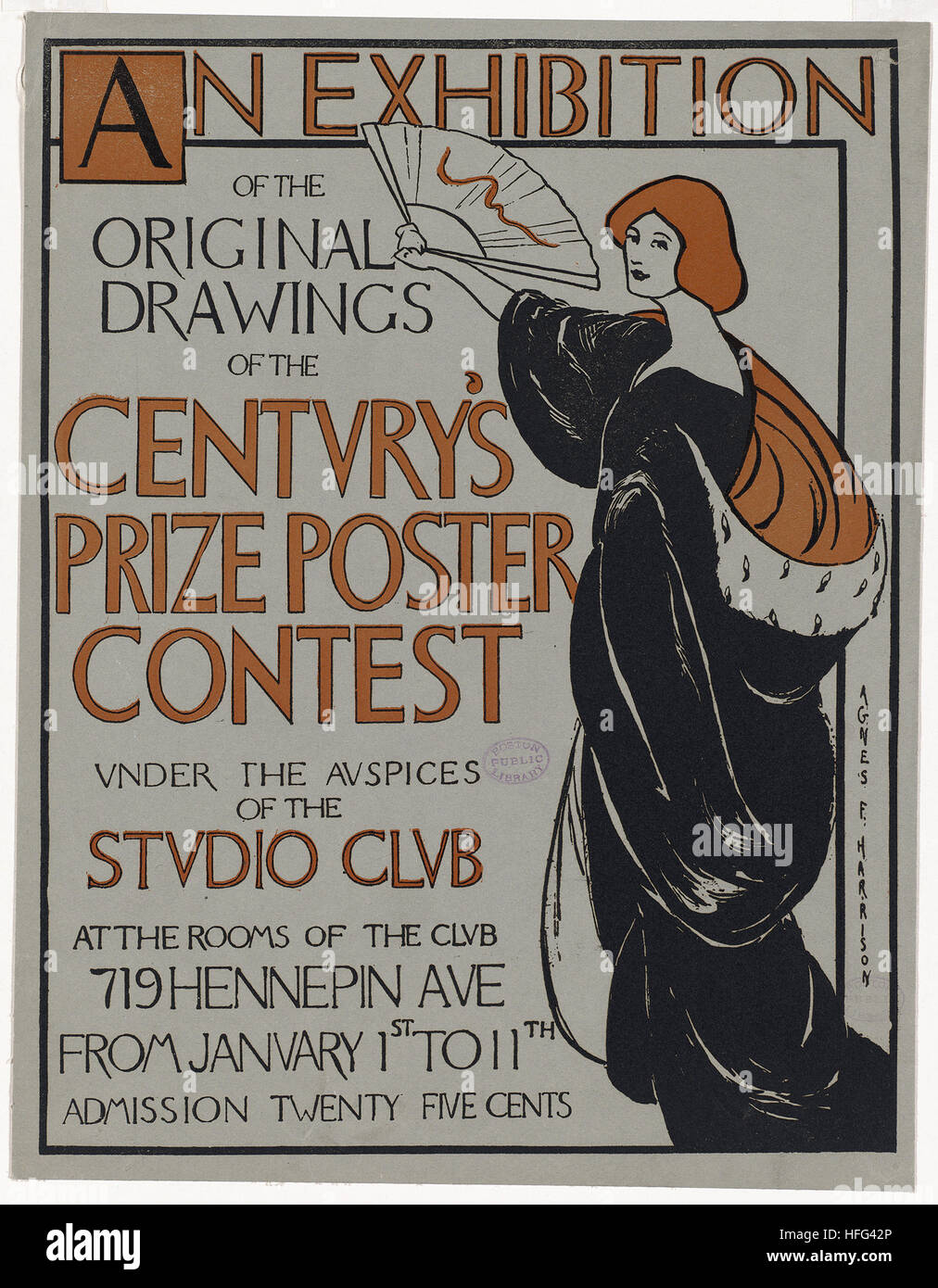 An exhibition of the original drawings of the Century's prize poster contest under the auspices of the Studio Club Stock Photo