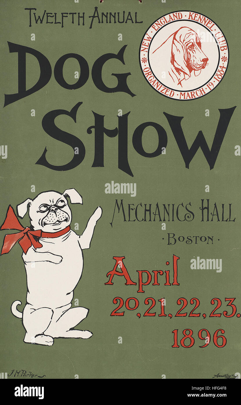 Twelfth annual dog show, Mechanics Hall, Boston, April 20, 21, 22, 23. 1896. Stock Photo