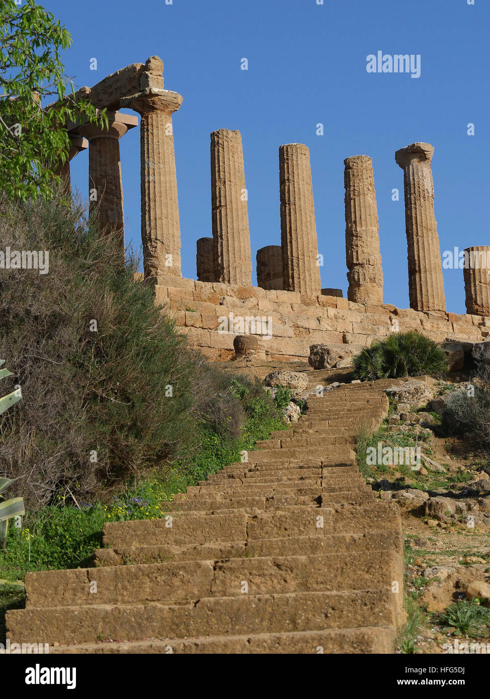 Greek Temple of Juno Lacina,  Vallee di Templi, Agrigento, Sicily, Italy Stock Photo