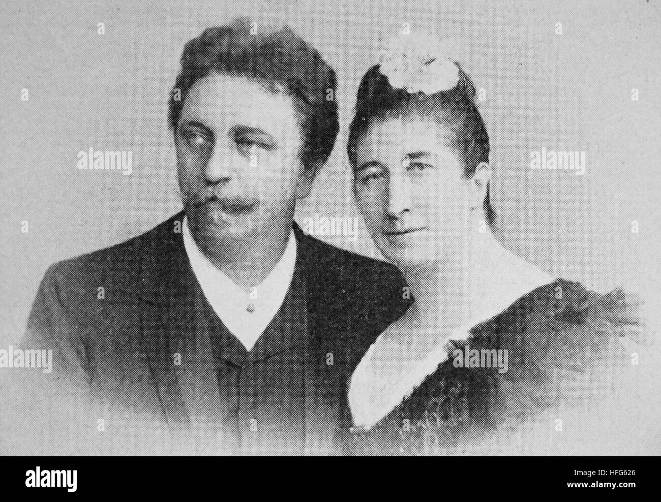 Anne Hildach und Lyriker Eugen Hildach, 1849-1924, reproduction photo from the year 1895, digital improved Stock Photo