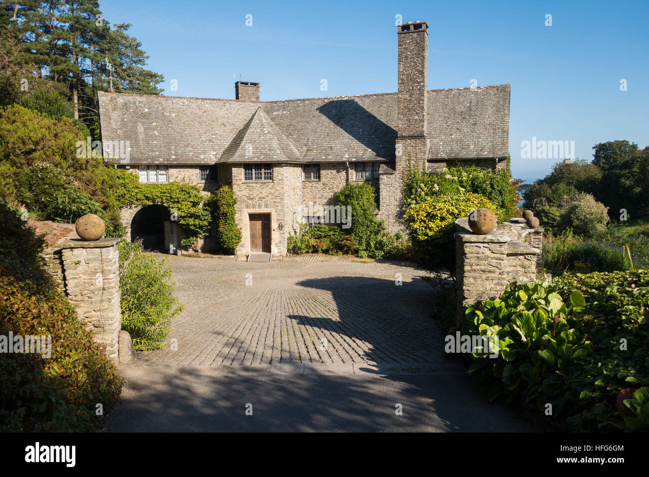 Country house and entrance in a very picturesque setting with courtyard and entrance. Stock Photo