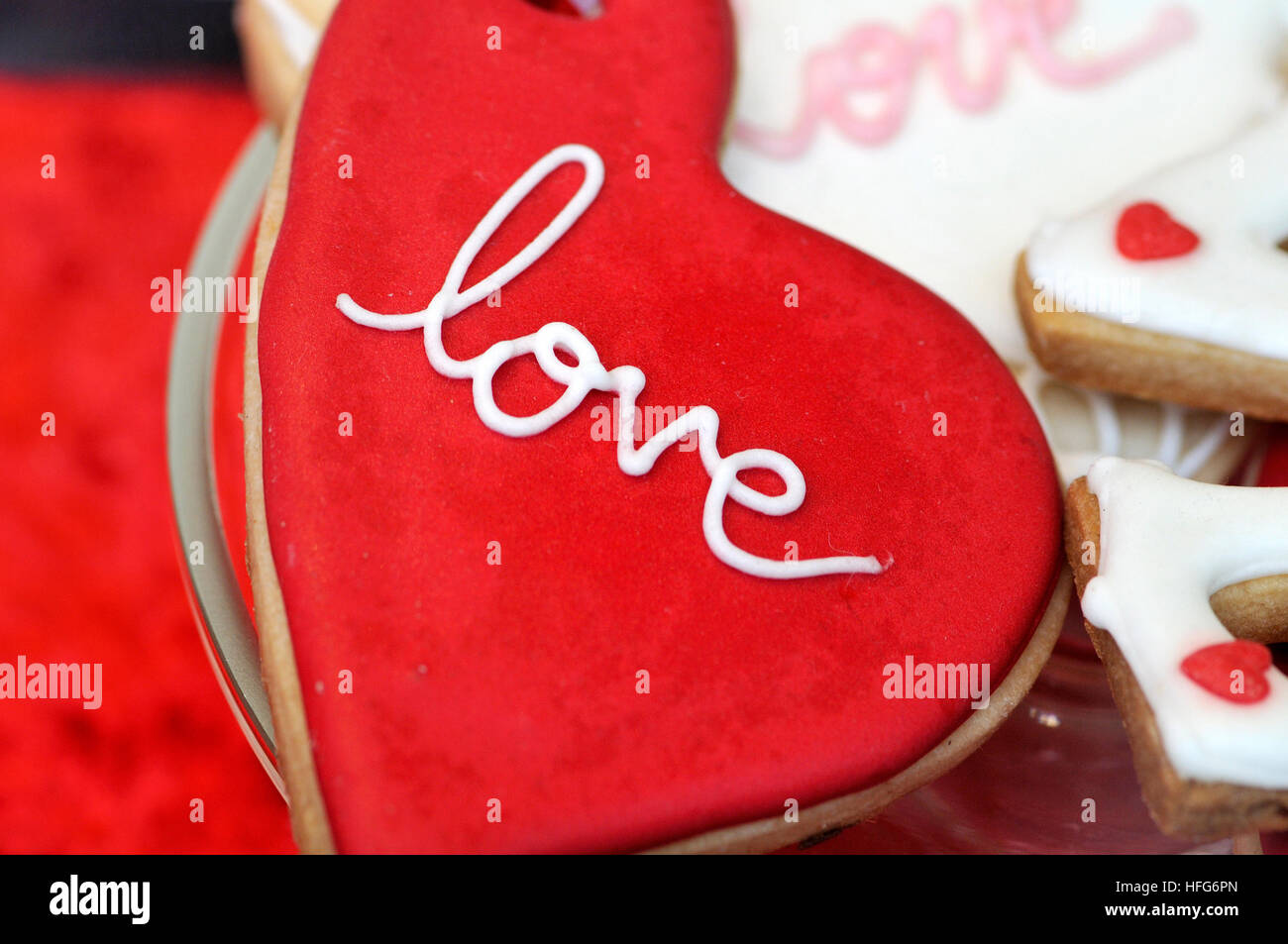 Small red heart-shaped cakes Stock Photo - Alamy