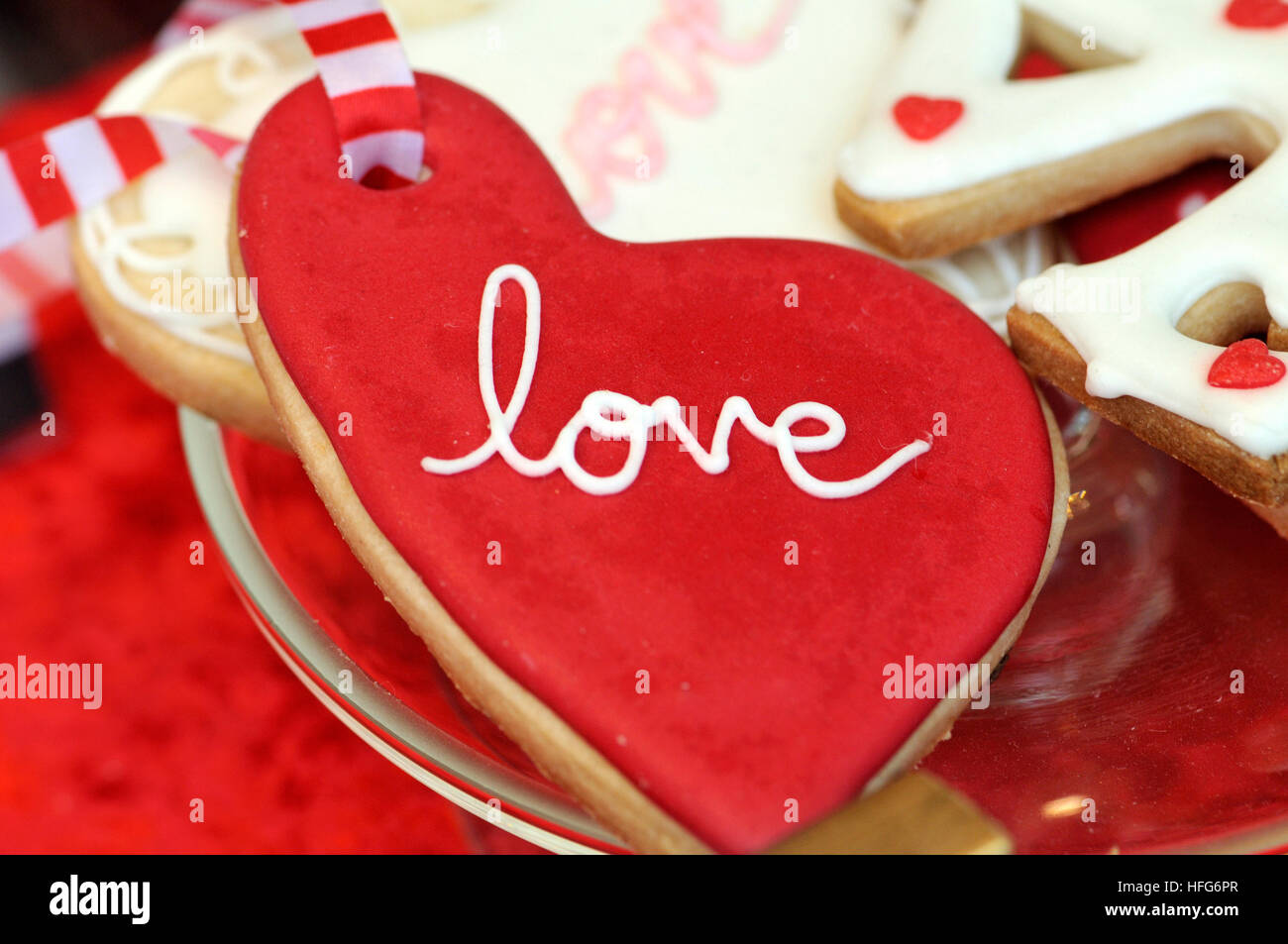 Small red heart-shaped cakes Stock Photo - Alamy