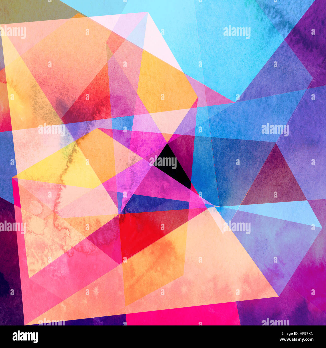 Abstract colorful watercolor background with different geometric ...