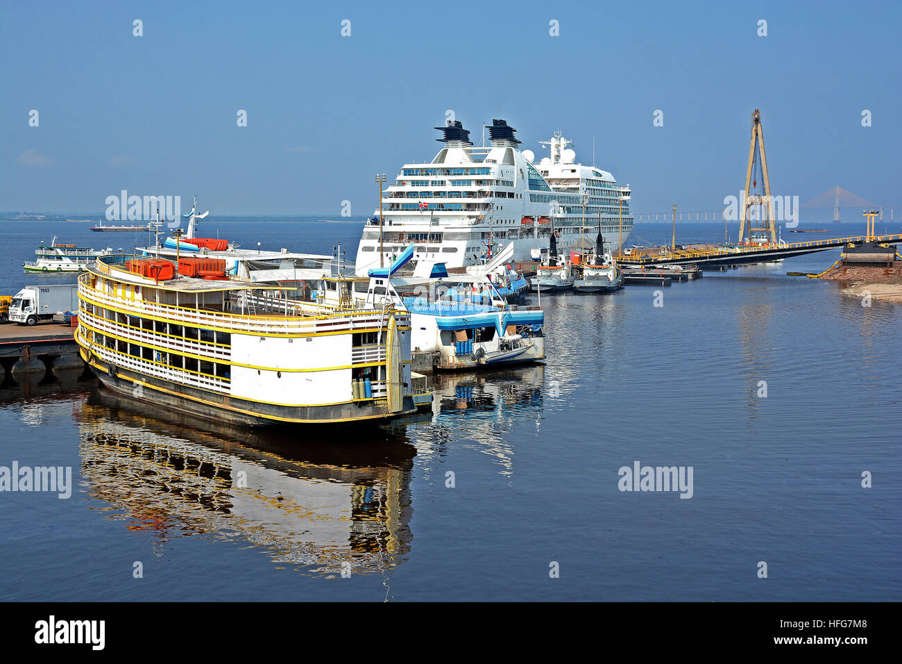 ships and cruise boat in port of Manaus Amazonia Brazil Stock Photo Alamy
