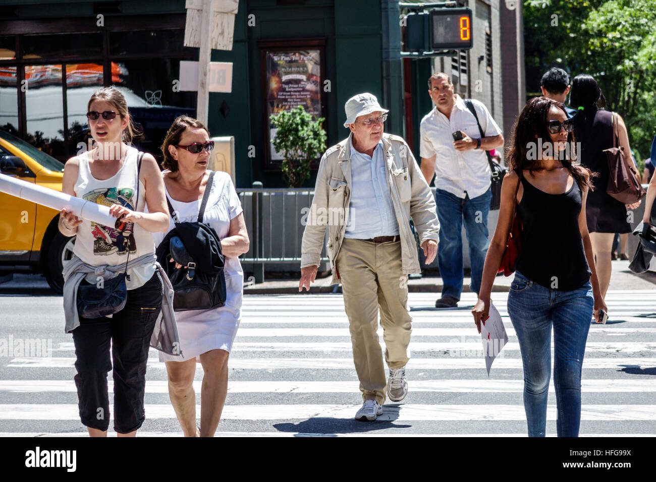 New York City,NY NYC Manhattan,Midtown,Turtle Bay,intersection,Second Avenue,Black adult adults,woman female women,man men male,senior seniors citizen Stock Photo