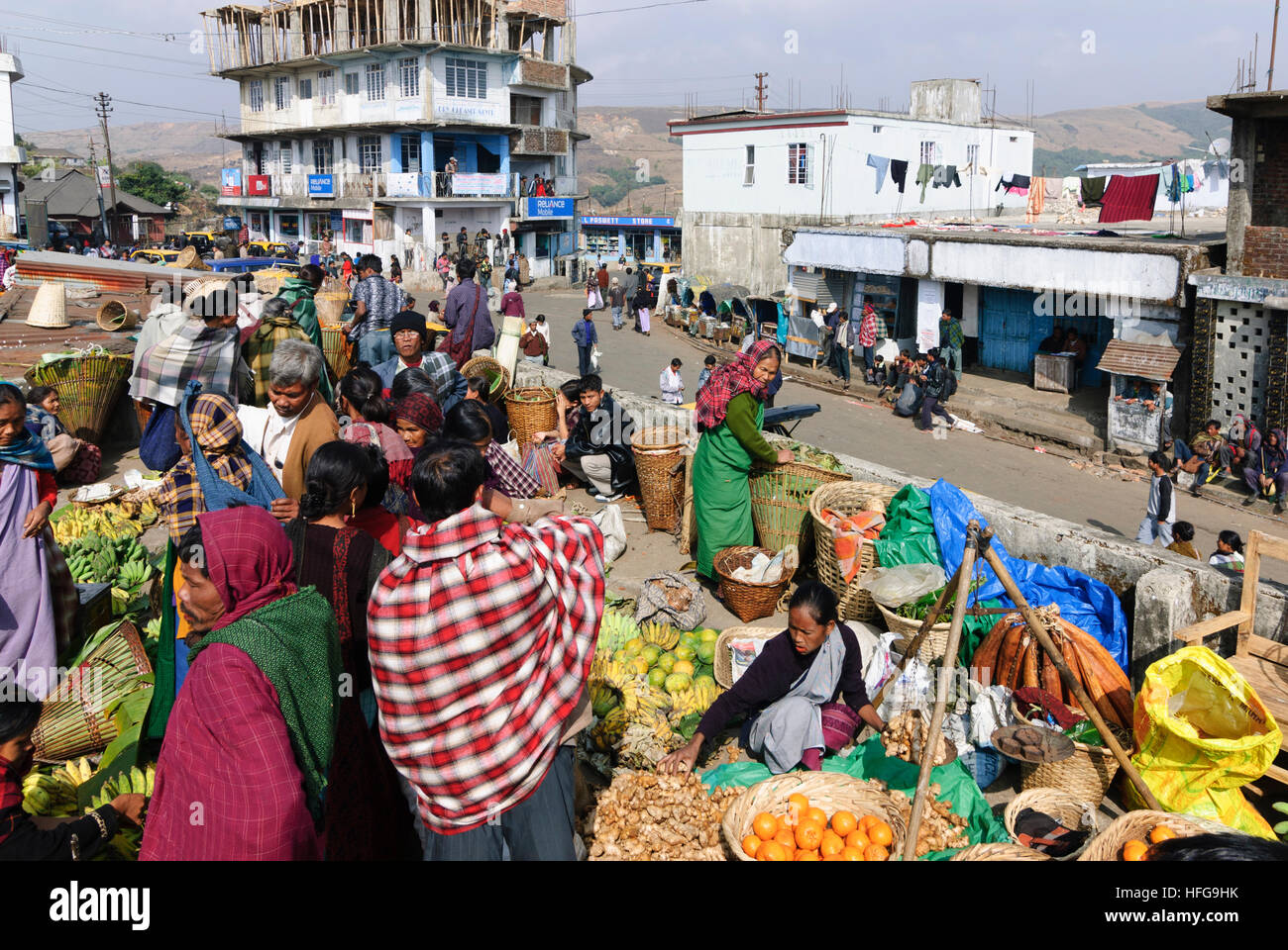 Cherrapunjee: market, Meghalaya, India Stock Photo