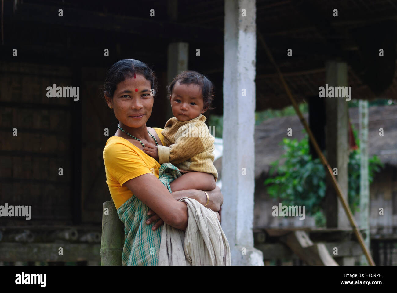 Majuli: Villagers - island of Majuli, Assam, India Stock Photo