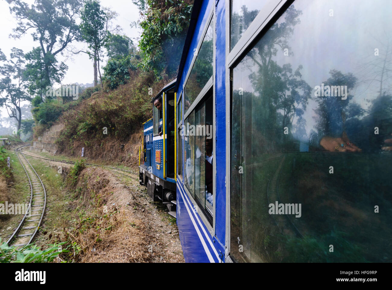 Kurseong: Darjeeling Himalayan railway on a spit, West Bengal, Westbengalen, India Stock Photo