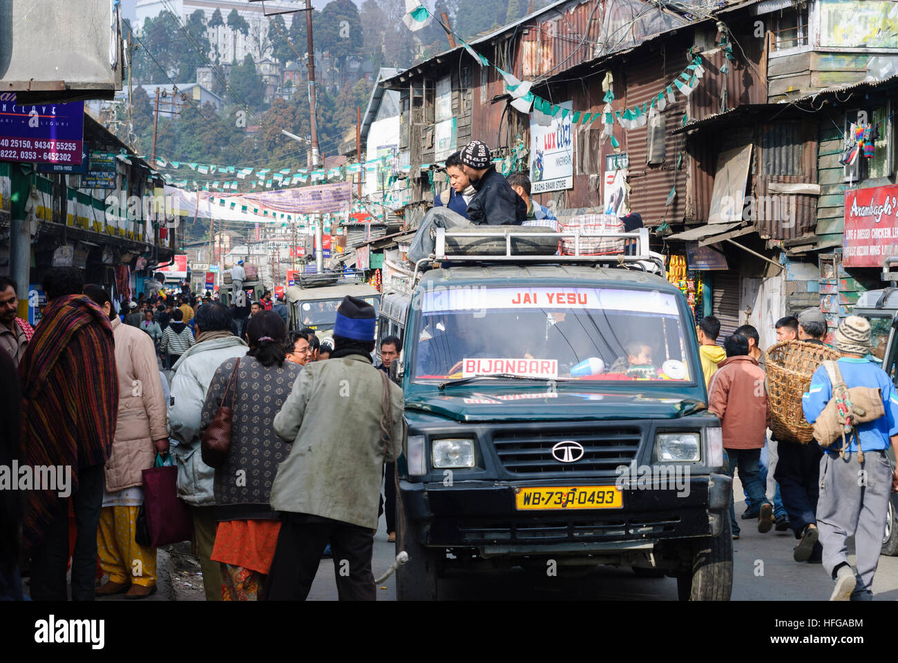 Darjeeling: Jeeps as collective taxi, West Bengal, Westbengalen, India Stock Photo