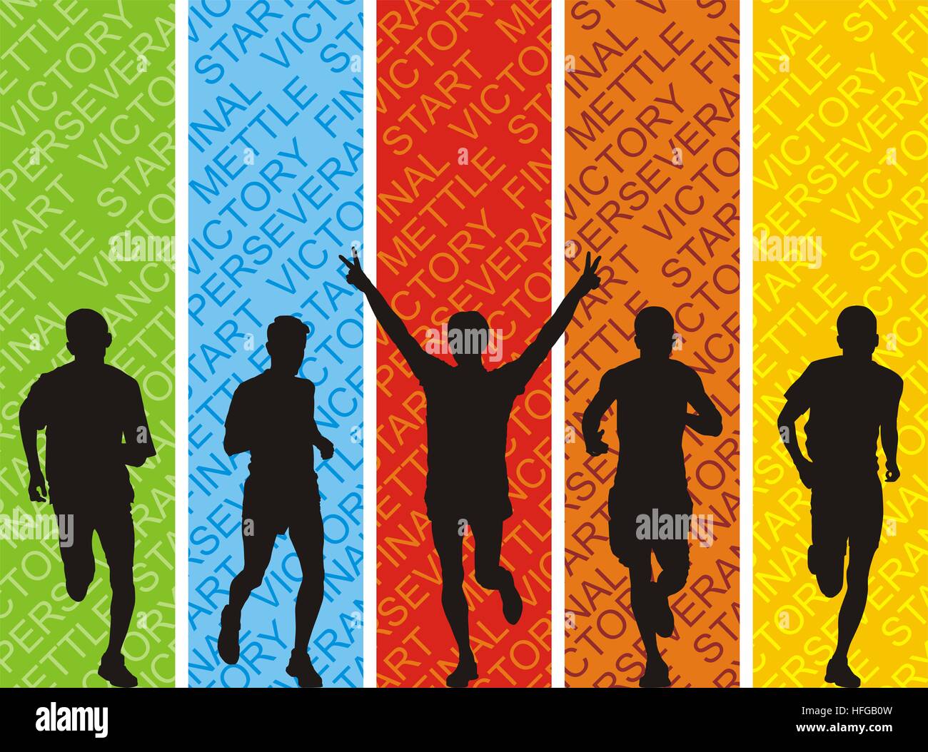 Athletes on a colored background Stock Photo