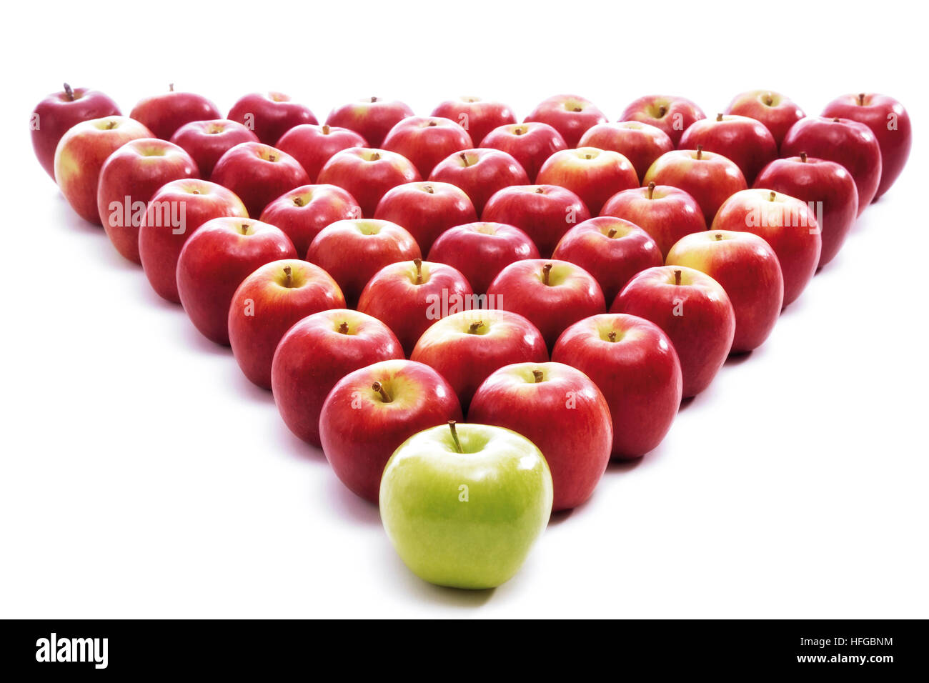 Apples forming a triangle Stock Photo