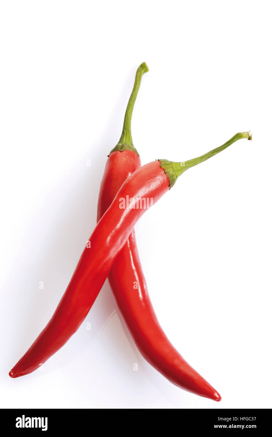 Two red hot peppers Stock Photo - Alamy