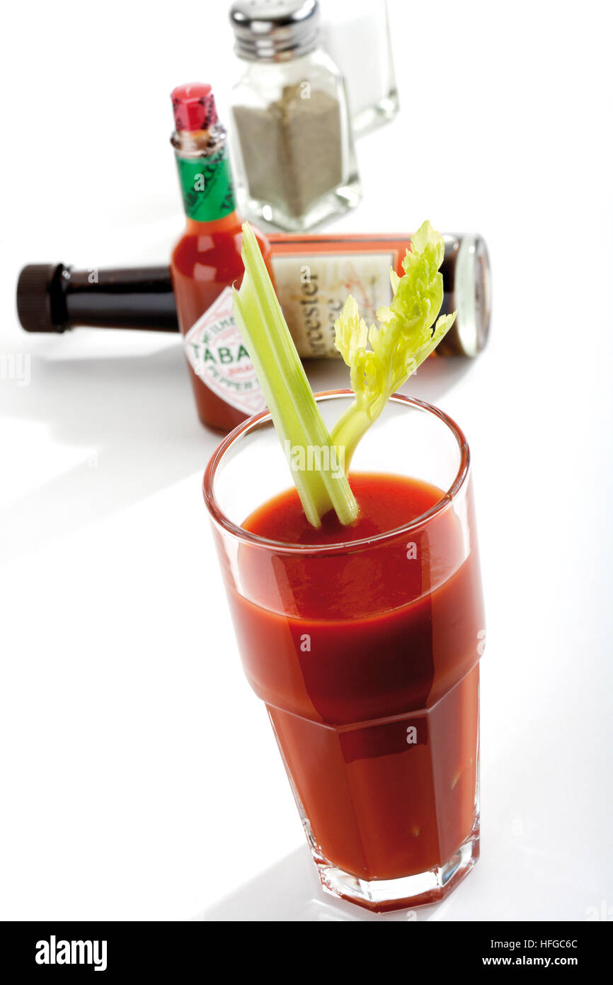 Bloody Mary with celery garnish Stock Photo Alamy