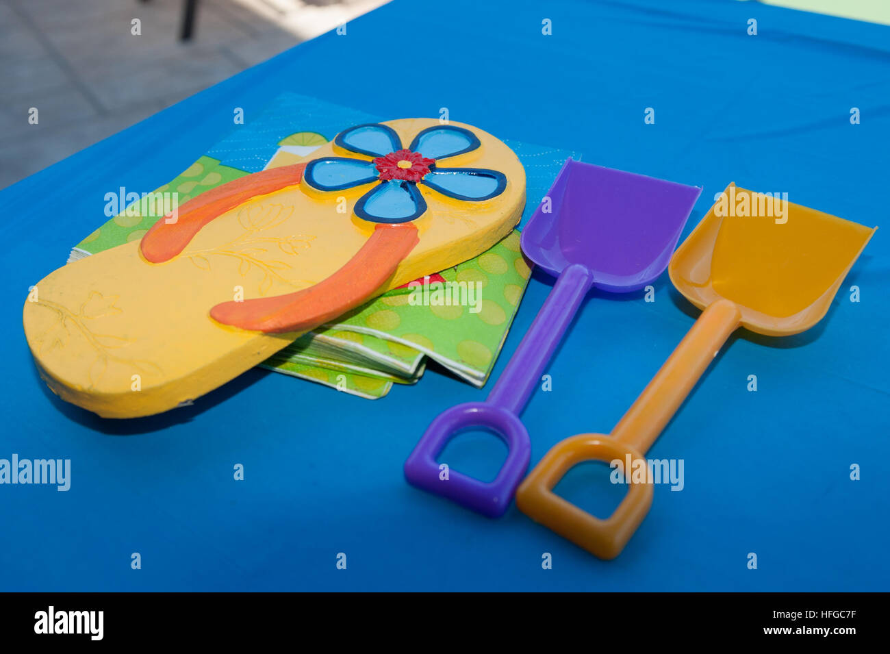 Beach Themed Party Decorations On Table Stock Photo 130053267 Alamy