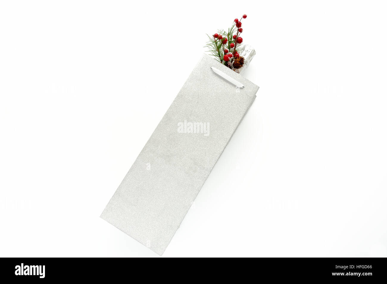 Champagne Bottle in Silver Glitter Gift Bag Stock Photo Alamy