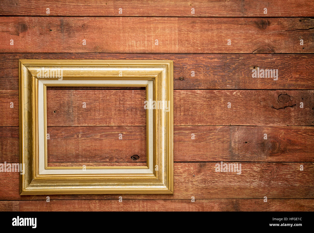 empty picture frame on rustic weathered barn wood wall Stock Photo - Alamy