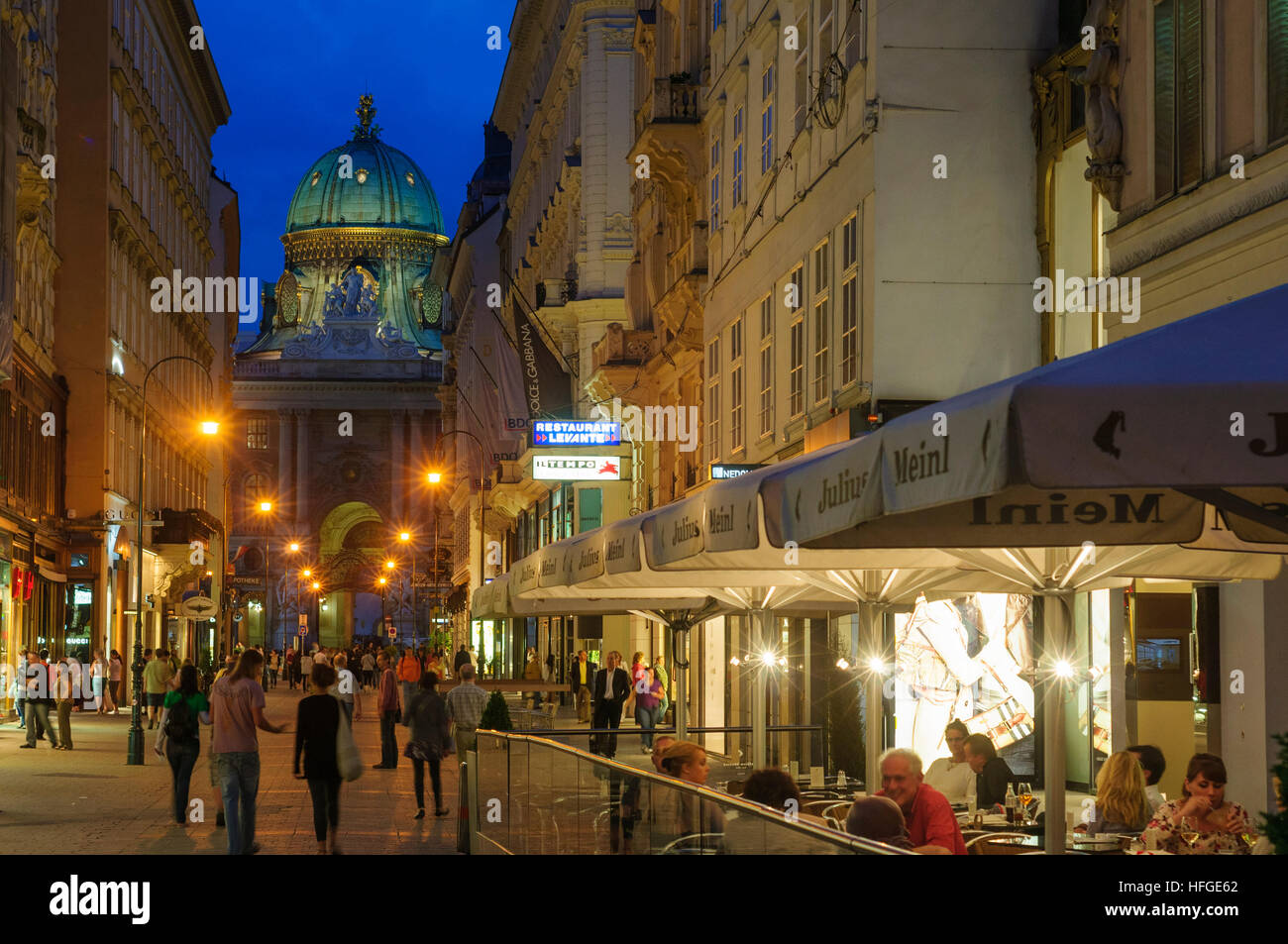 Wien, Vienna: Street Kohlmarkt with a view of the Michaelertor of the