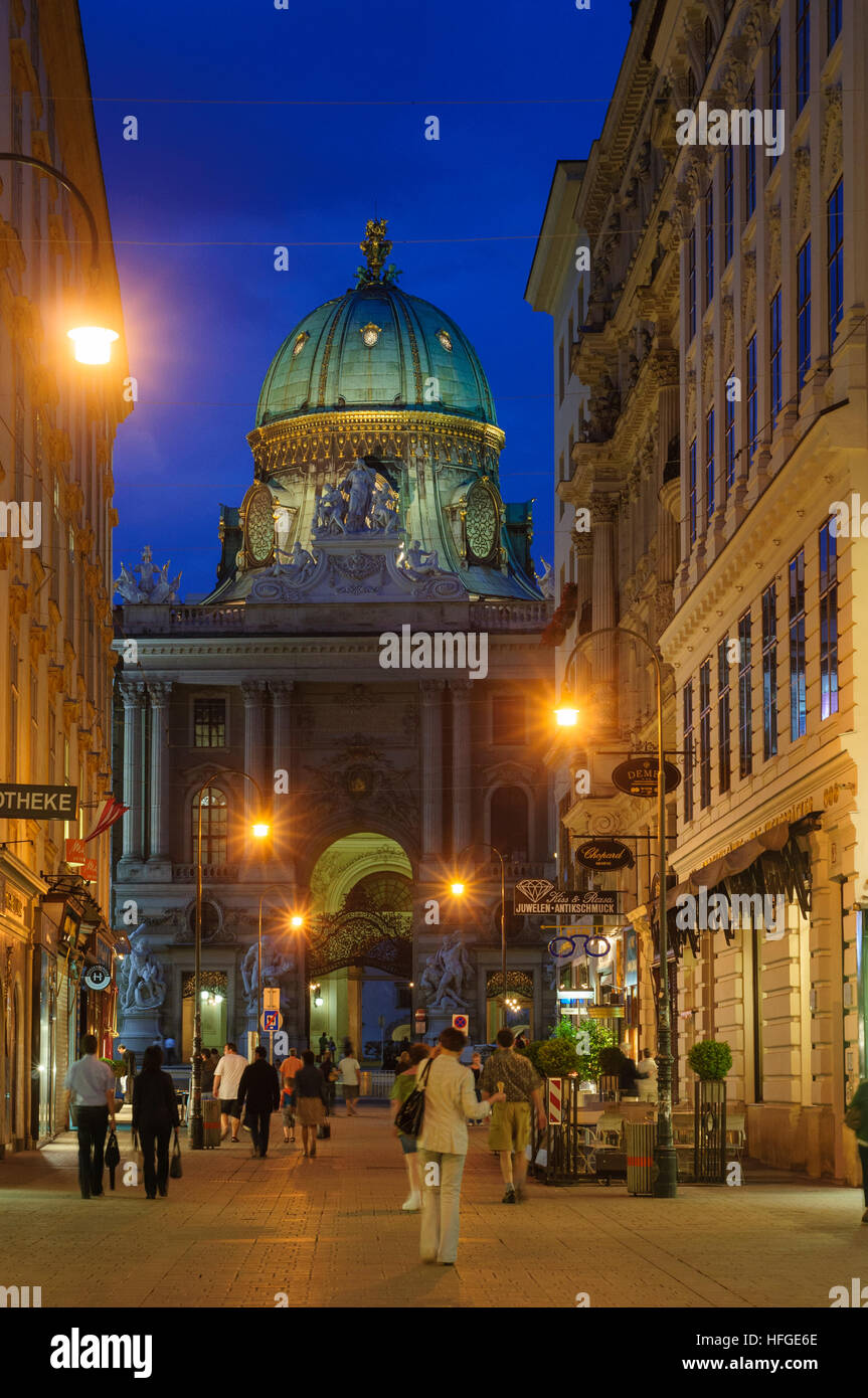 Wien, Vienna: Street Kohlmarkt with a view of the Michaelertor of the