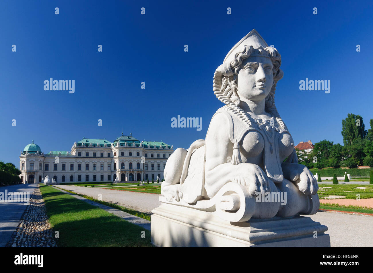 Wien, Vienna: Sphinx before Upper Belvedere, Wien, Austria Stock Photo