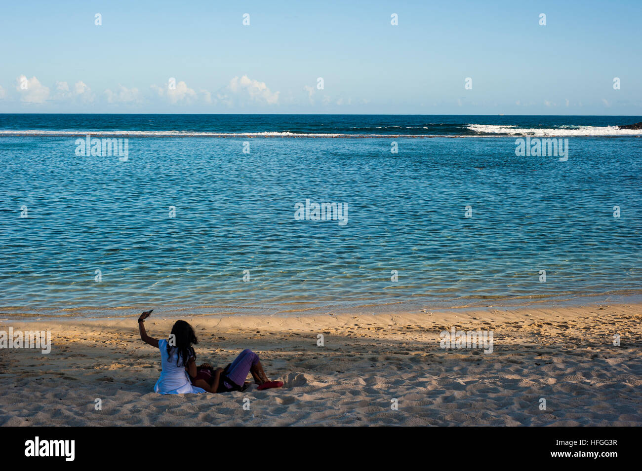 La Cambuse Beach located near the village of Mon Desert, in the southeast part of Mauritius. Stock Photo