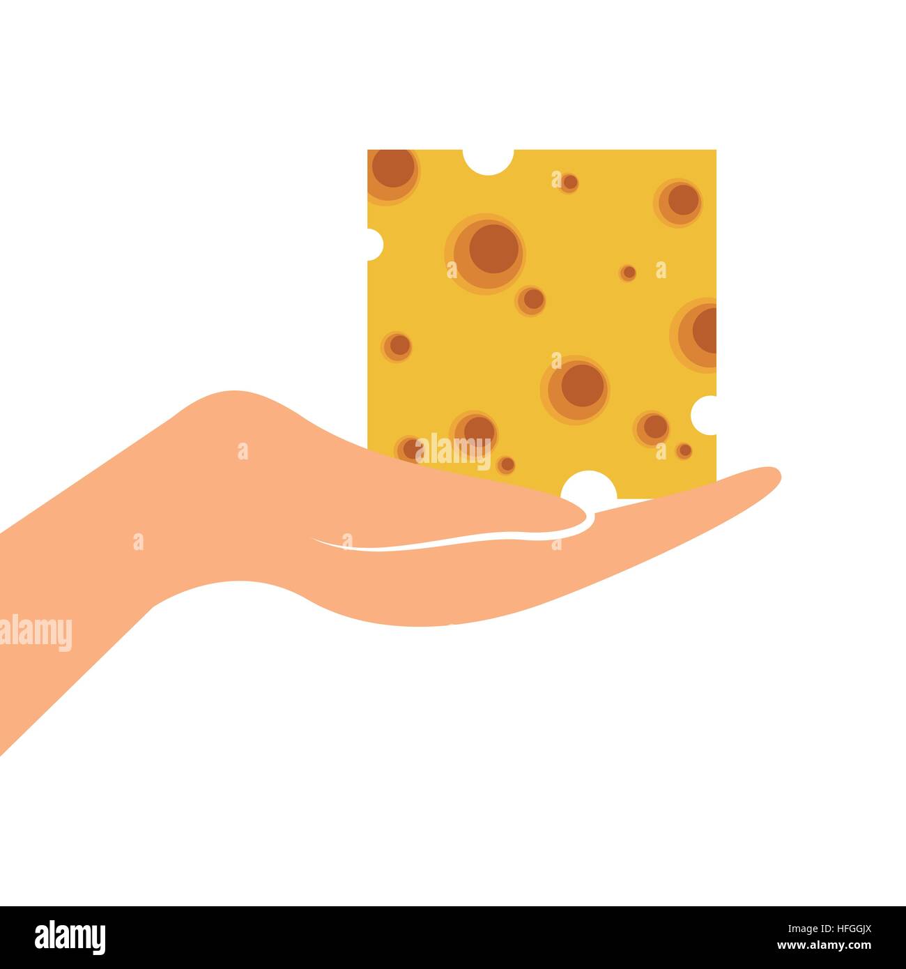 hand holding a Cheese icon over white background. breakfast food design ...