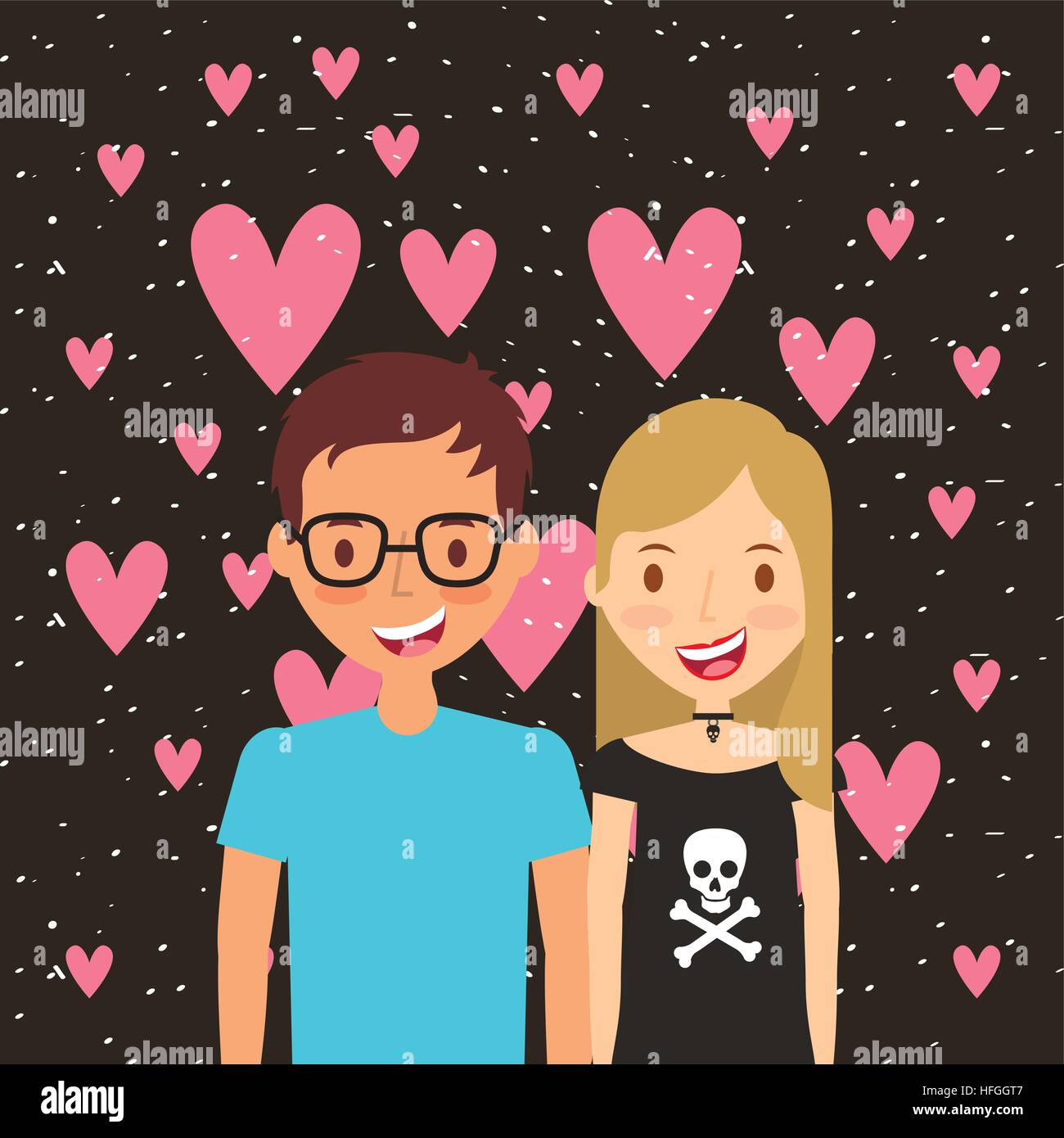 Young Couple in Love Vector Illustration Stock Vector