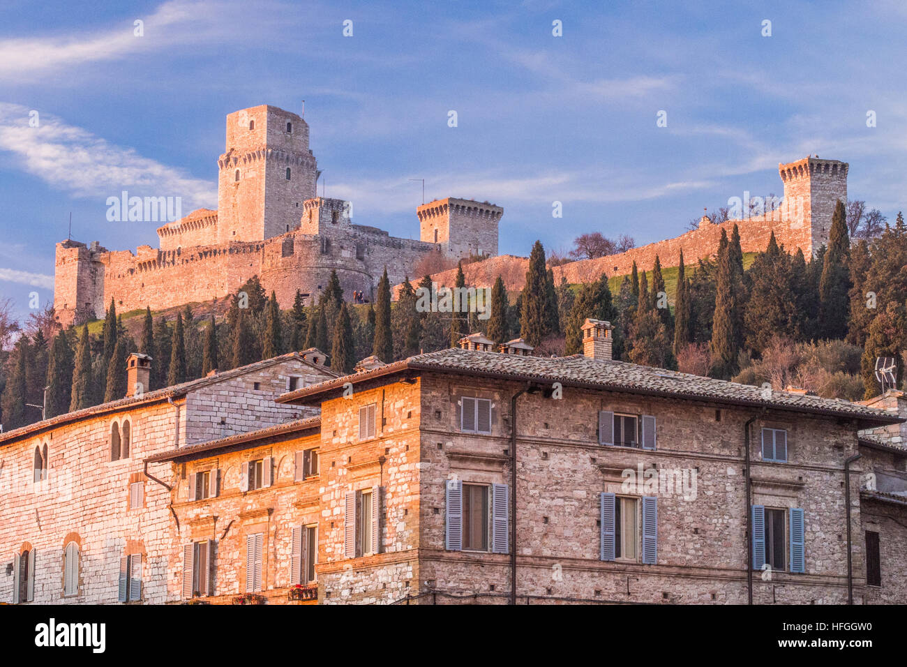 Perugia Rocca Rocca Maggiore (Citadel) above the town of Assisi in the Perugia ...