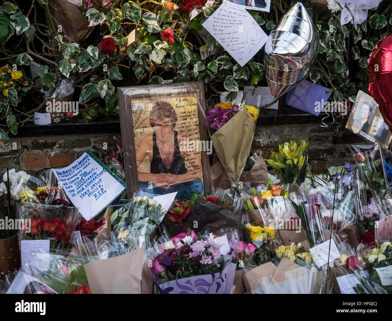George Michael memorial outside his house in Highgate Stock Photo