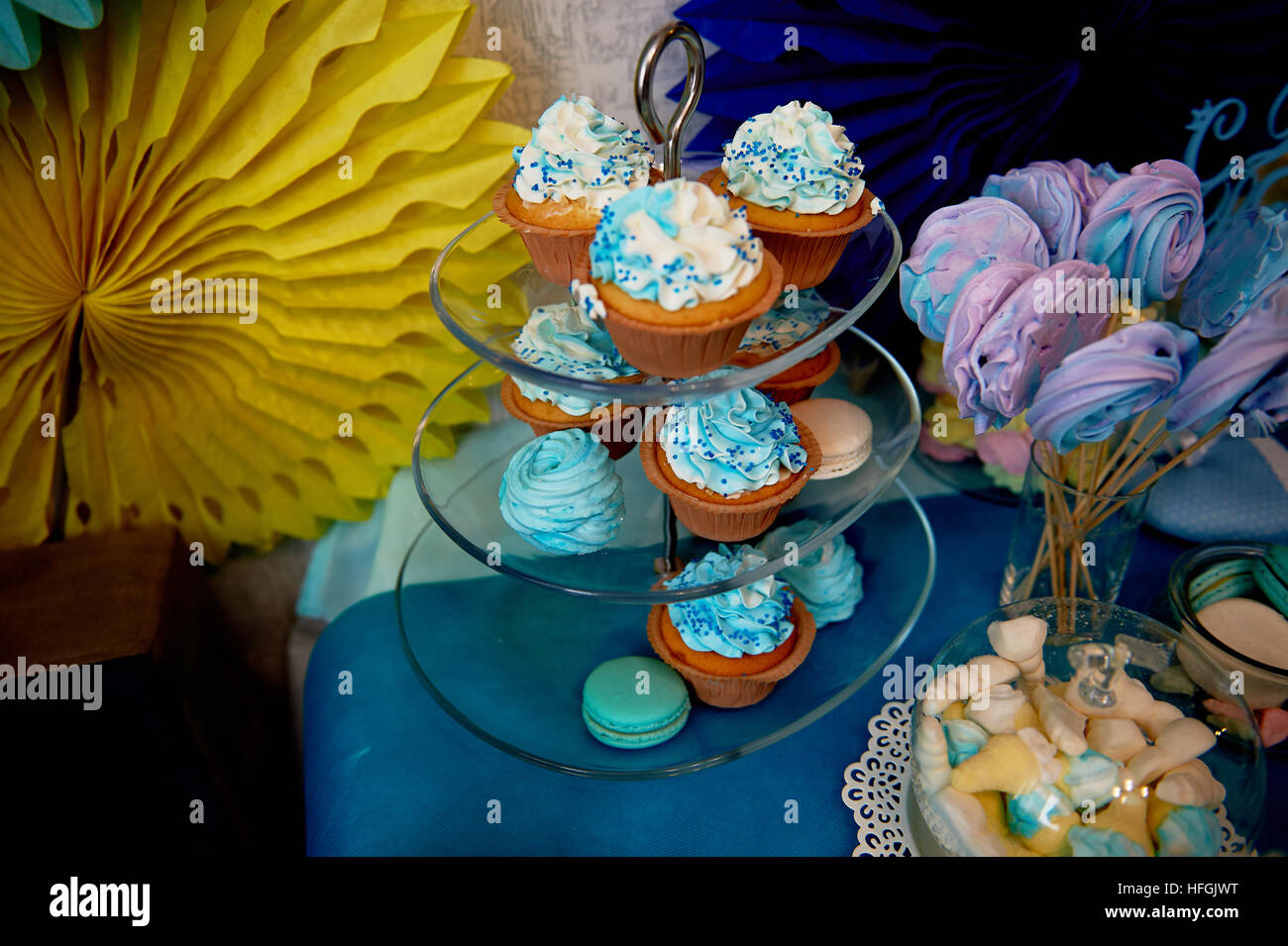 Sweet Table For Children s Birthday Party In Turquoise And Purple A