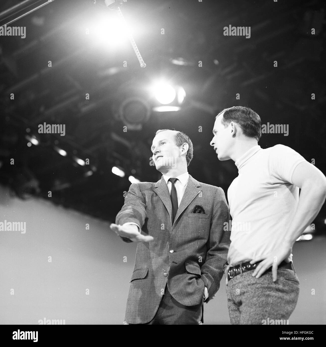 Tom and Dick Smothers on the set of the Smothers Brothers Comedy Hour