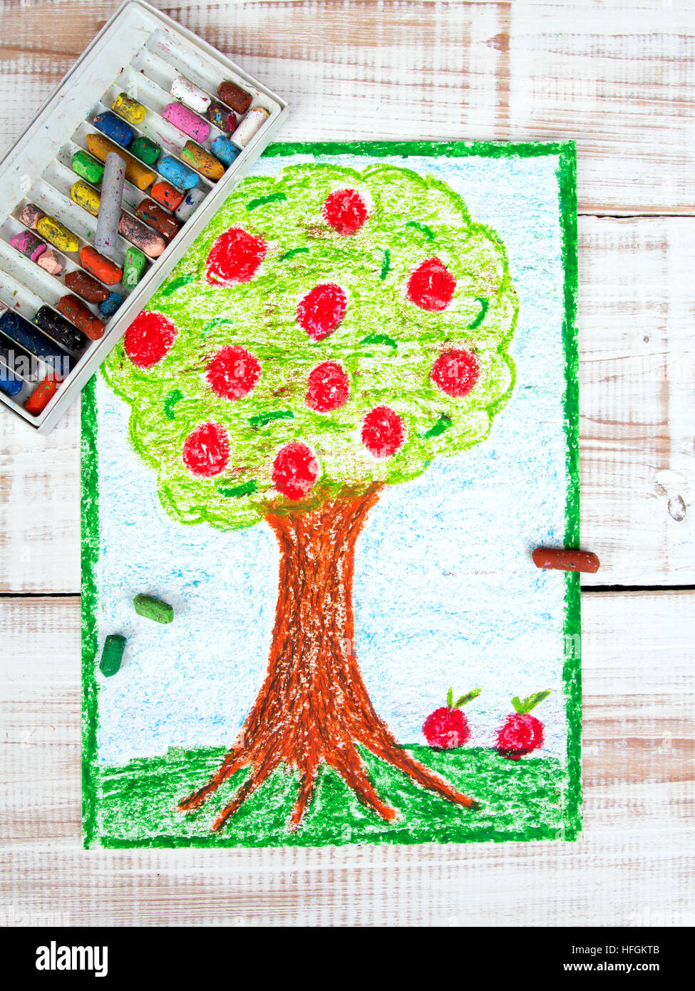 Colorful Drawing Apple Tree High Resolution Stock Photography And Images Alamy