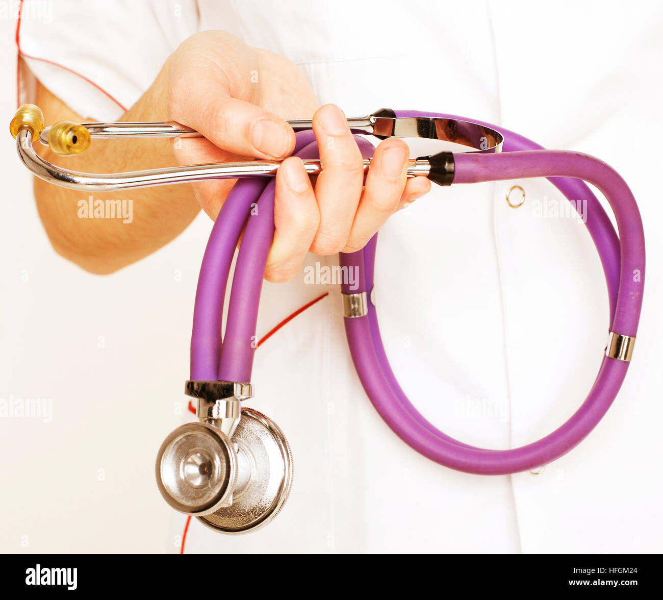 Close-up of female doctor using stethoscope Stock Photo - Alamy