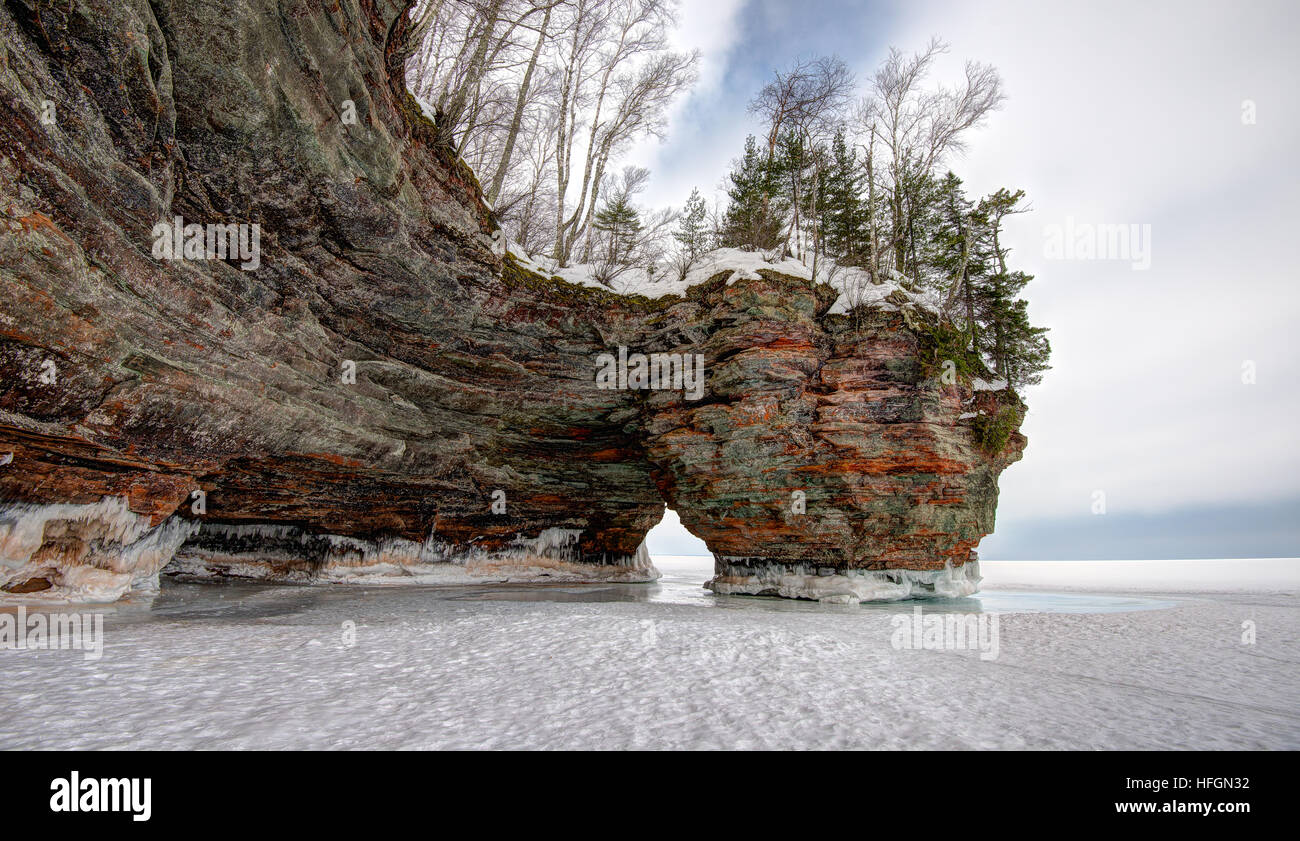 A view of the ice caves in the Apostle Islands Stock Photo