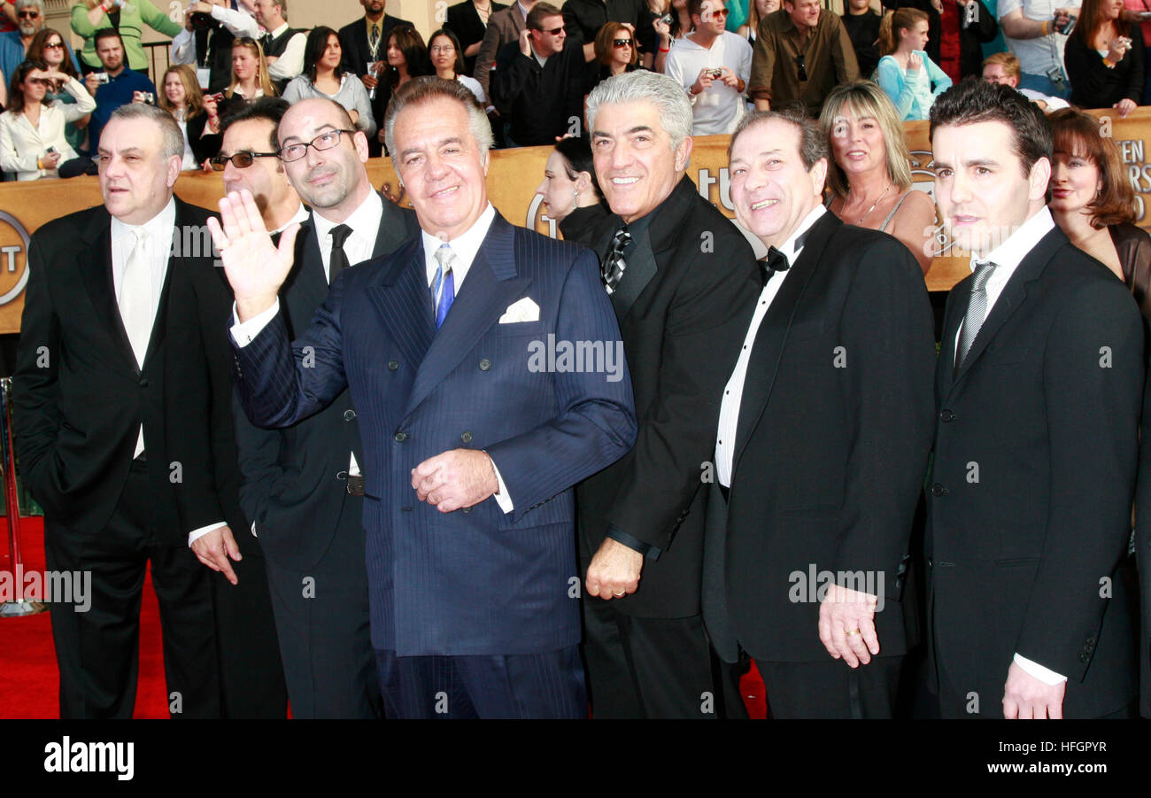 Tony Sirico, center, and the cast of the Sopranos arrives at the Screen ...