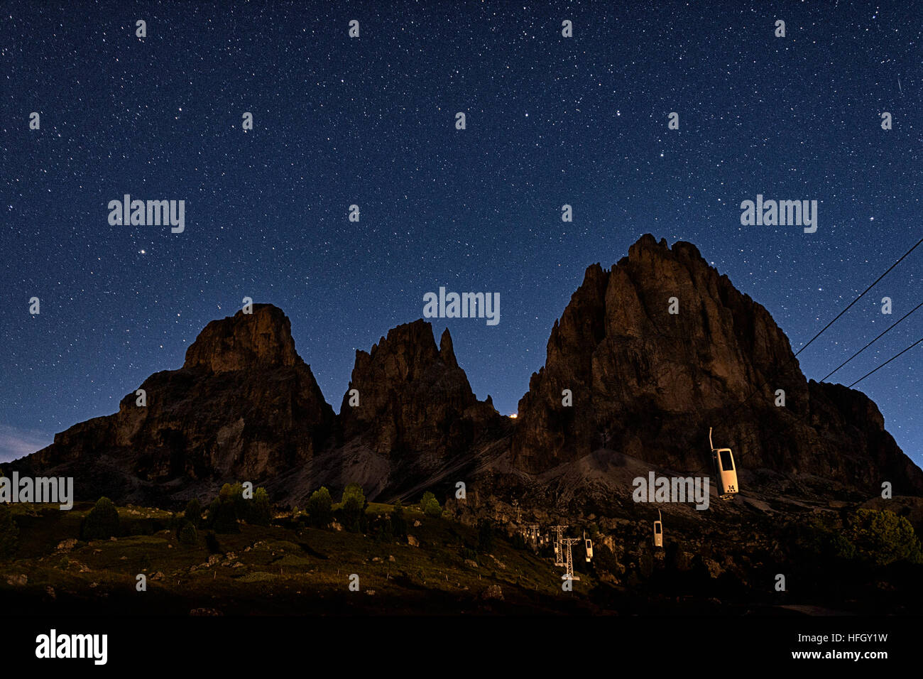 A summer evening at the Sella Pass, Dolomites Stock Photo